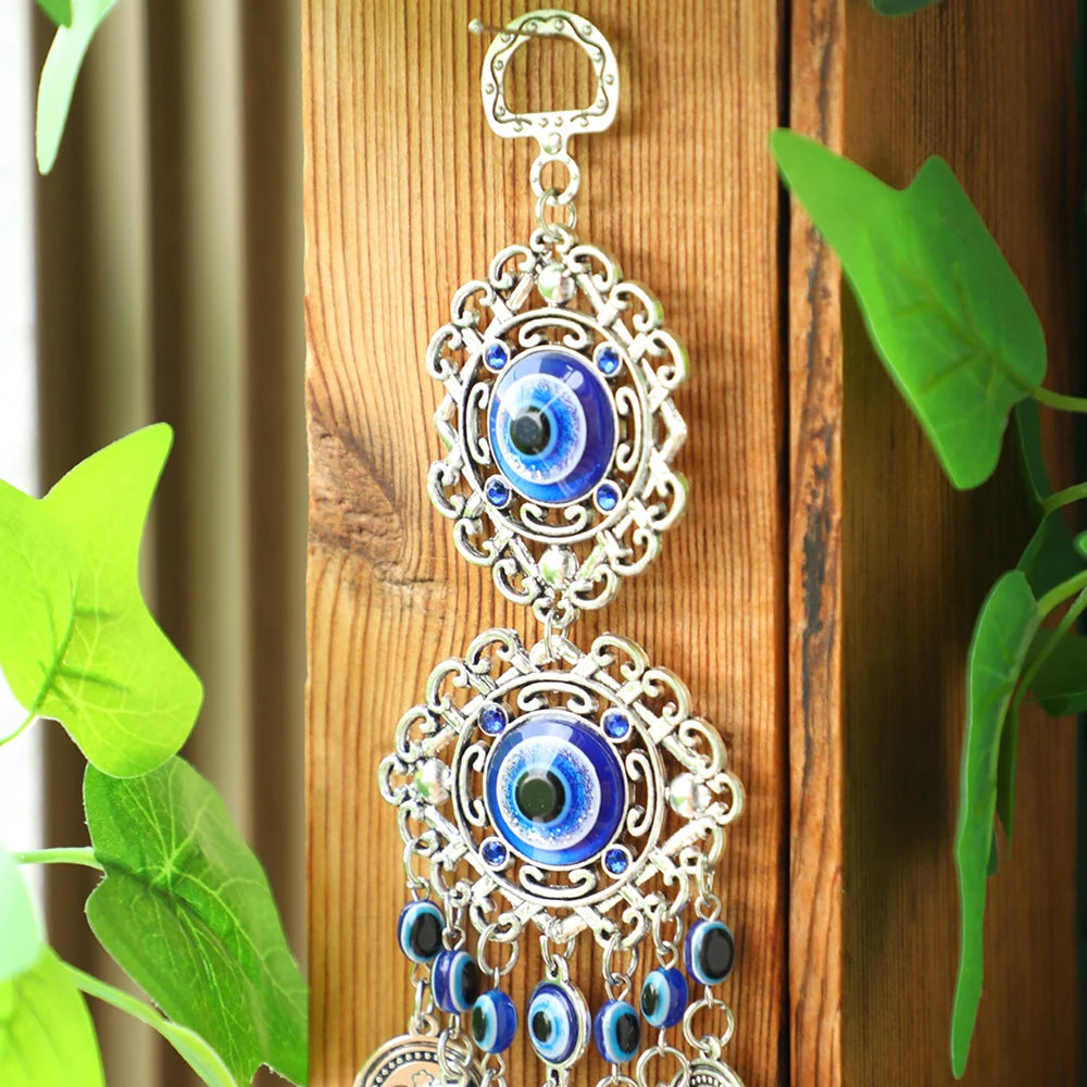 Hemasa Turkish Blue Evil Eye Home Decor Hamsa Hand Moon Elephant Amulet Wall Hanging Ornament Evil Eye Protection Room Decoration Gift