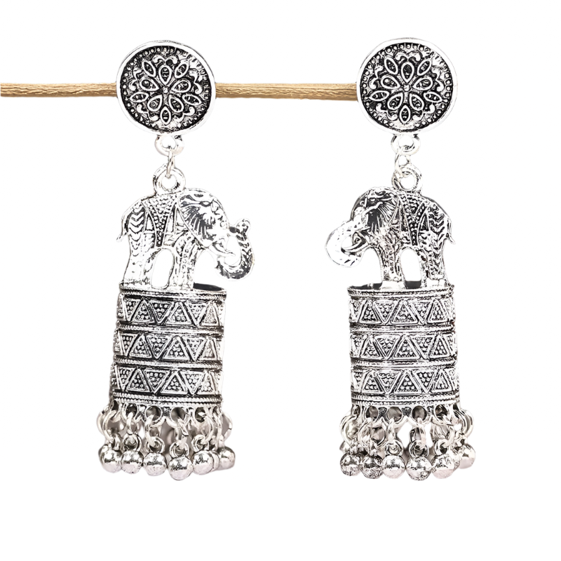 Hemasa Classic Jhumka Earrings for Women Nepal India Vintage Elephant Shaped Carved Tassel Earrings Brincos Kolczyki