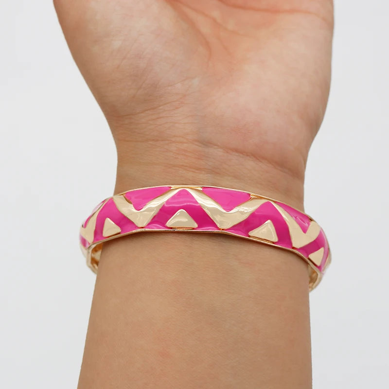 Fuchsia Enamel Metal Bangles For Women New Designed Fashion Trendy Jewelry Accessories Gifts Bohemia Fancy Styles Bijoux MQ069