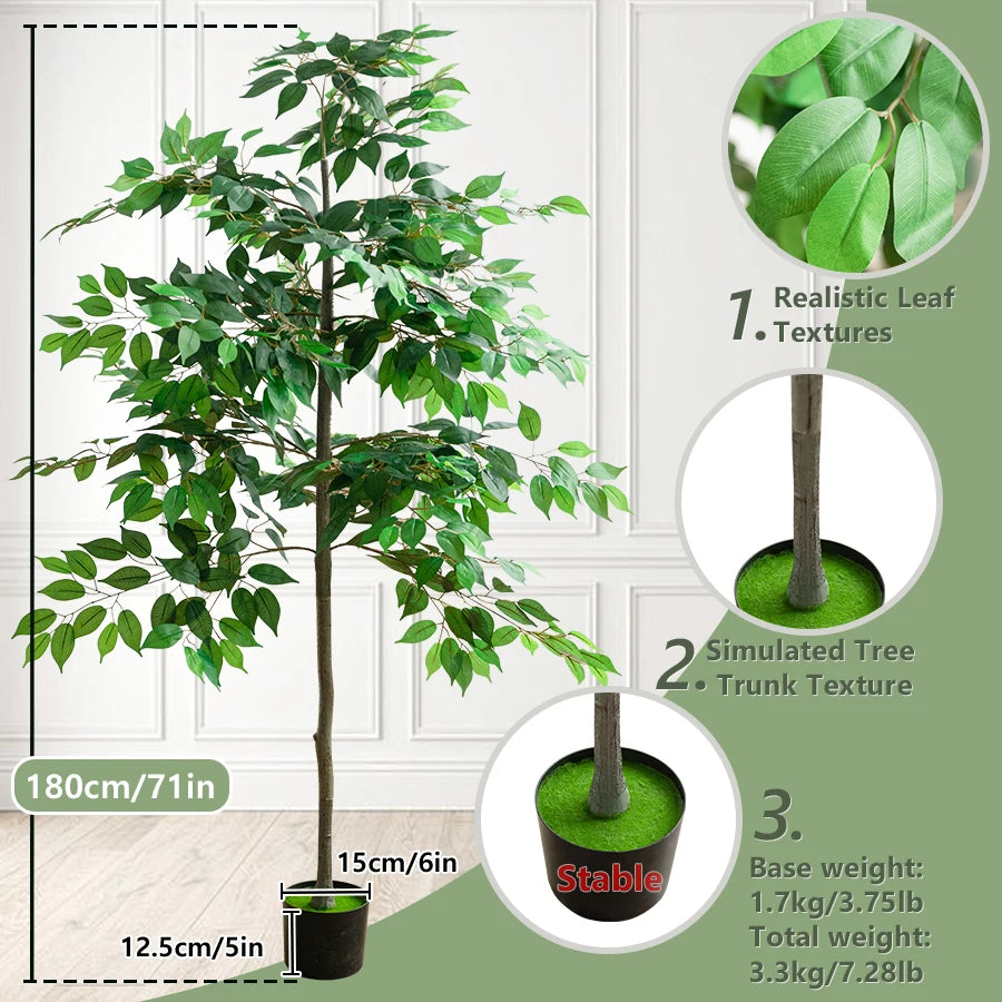 180CM Artificial Tree Artificial Banyan Tree Removable Fake Plant Potted Tree Artificial Ficus Tree For Christmas Room Decor