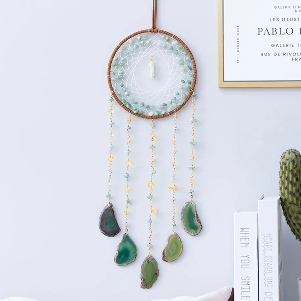 7 Chakra Gemstones Tree Of Life Dream Catchers  Natural Agate Bedroom Wall Hanging Crystal Dream Catcher Home Craft Decorations