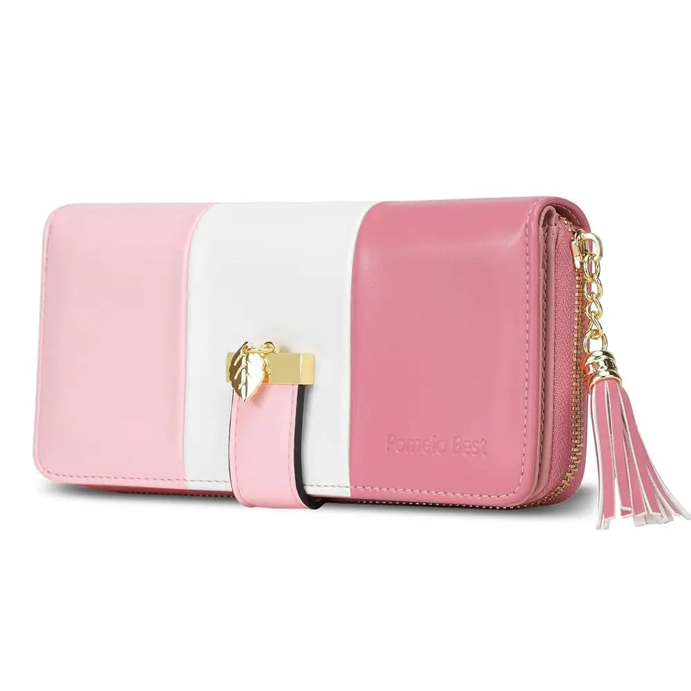 Tejesa  Womens Wallet RFID Blocking  Multi Credit Card Large Capacity Zip Around Clutch Travel Purse Wristlet