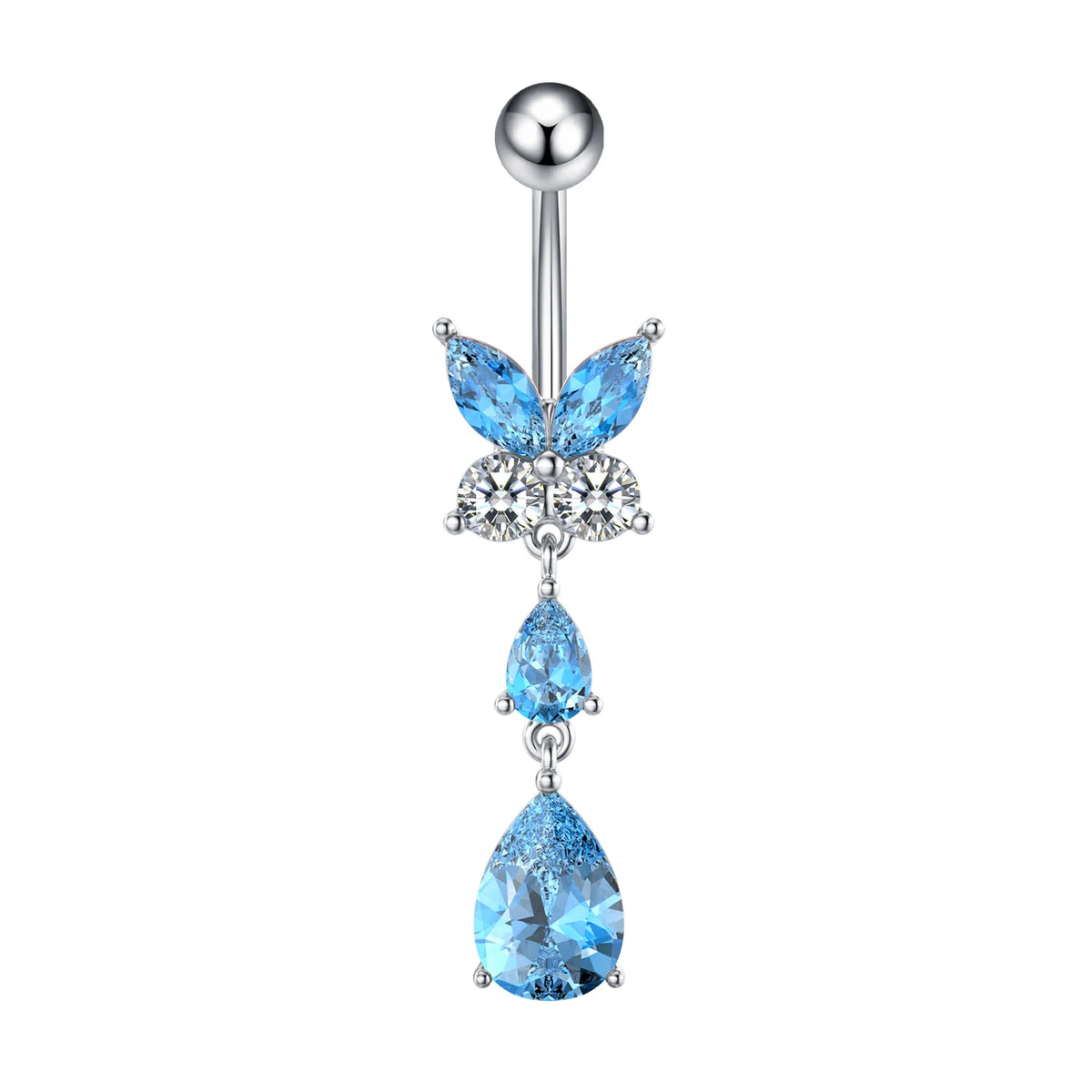 1pc Dragon Butterfly Flower Heart Belly Button Rings Blue Pink Crystals Zircon Dangled Navel Belly Piercing Nombril for Women