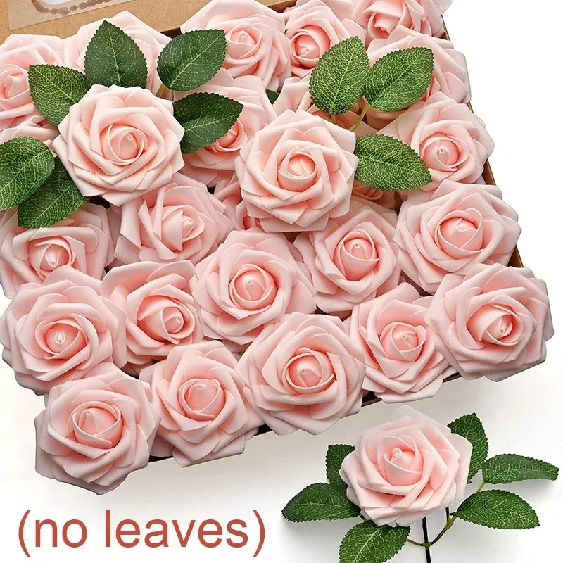 5-60pcs Artificial PE Foam Rose Flower Heads Bride Bouquet Flower for Home Wedding Party Table Decoration DIY Scrapbook Supplies