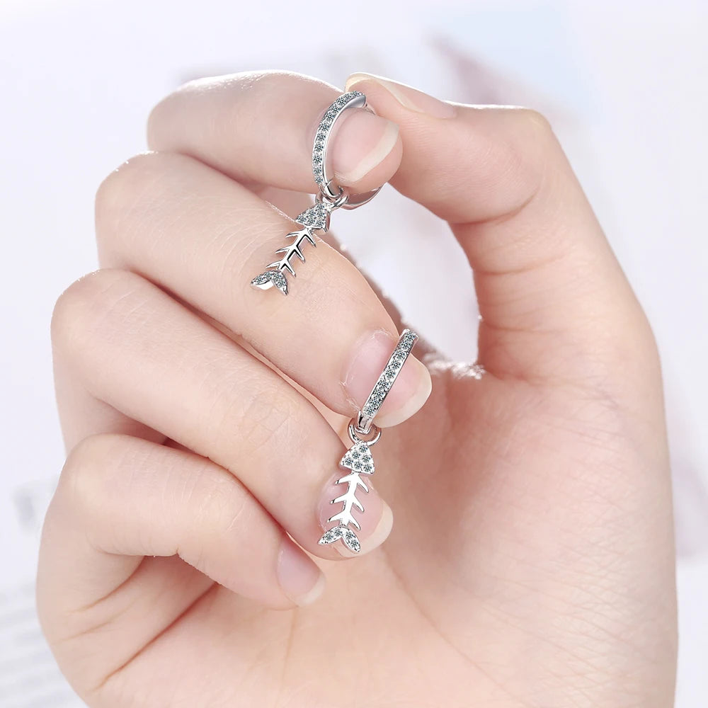 925 Sterling Silver Animal Earring Mosaic CZ Zirconia Fish Drop Earrings For Women Earrings Pendant Earrings