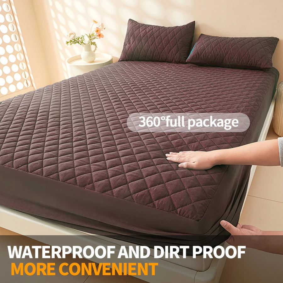 Anti-bacterial Fitted Sheet Waterproof Mattress Protector Queen King Quilted Thick Mattress Cover Bed Pad Cover( No Pillow case)