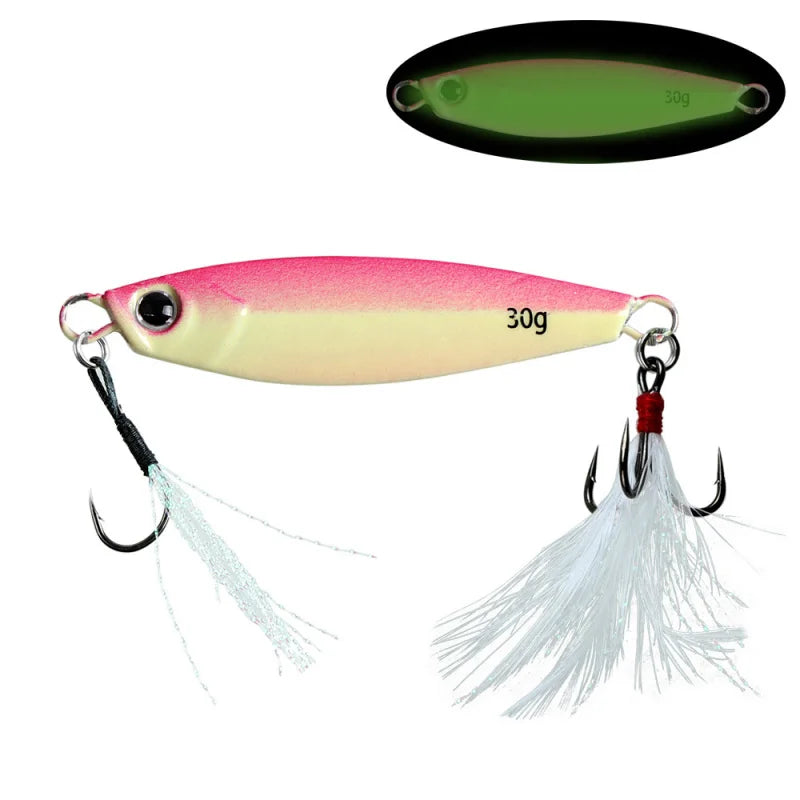 Tejesa Luminous Jigging Lure for Long CastingJIG 7g- 30gFeather Hook Sea Fishing Floating Shore Mackerel