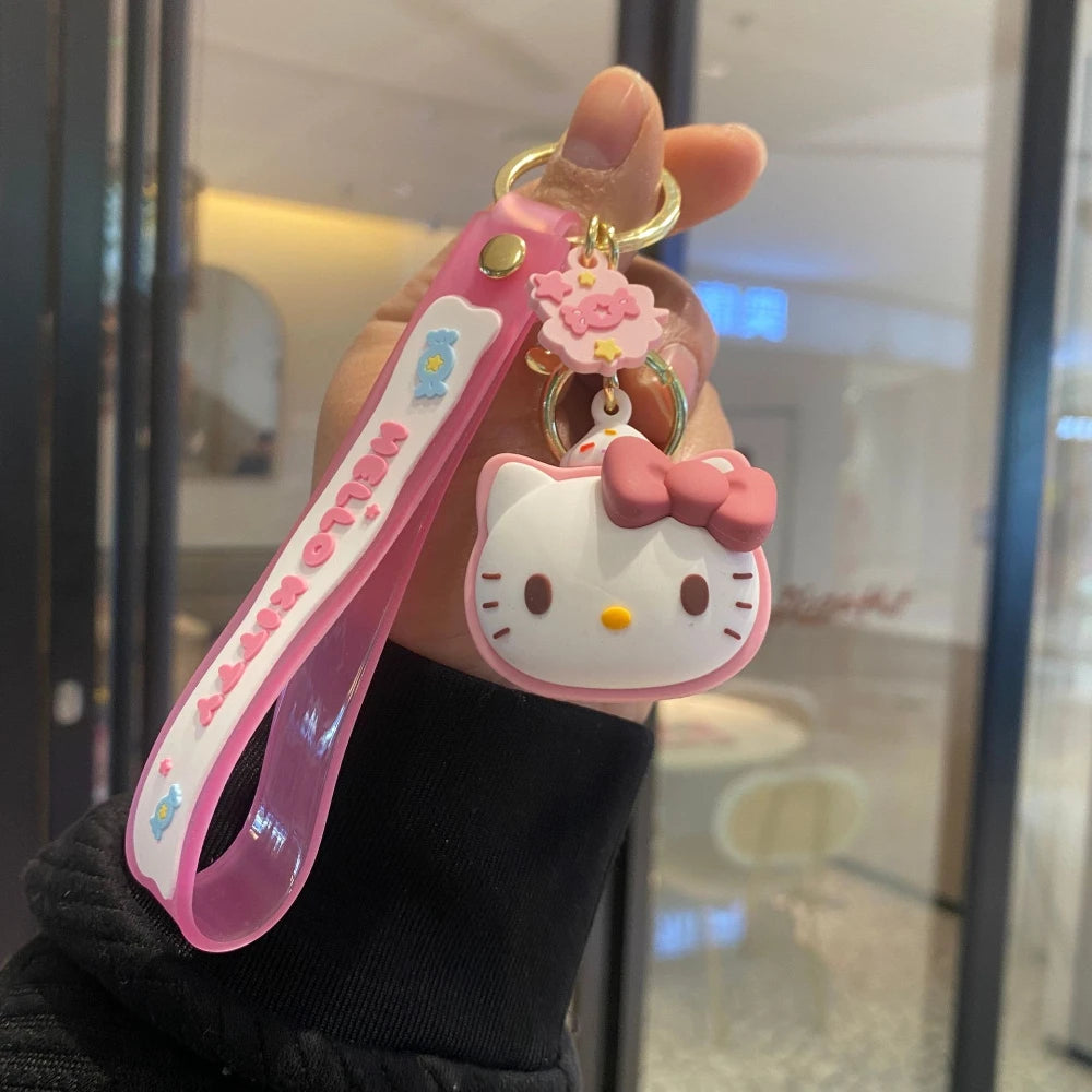 Sanrio Hello Kitty Keychain Cute Cartoon Melody Kuromi Cinnamoroll Doll Pendant Decoration Keyring Jewelry Girl&Child Gifts Toy