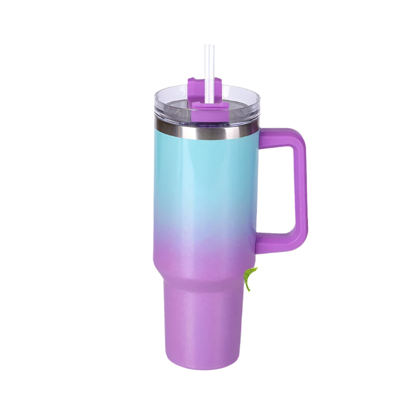 Hemasa 40oz  Stainless Steel Cup Thermal Keeps Cold and Heat Water Bottle with Handle Rainbow Thermal Mug