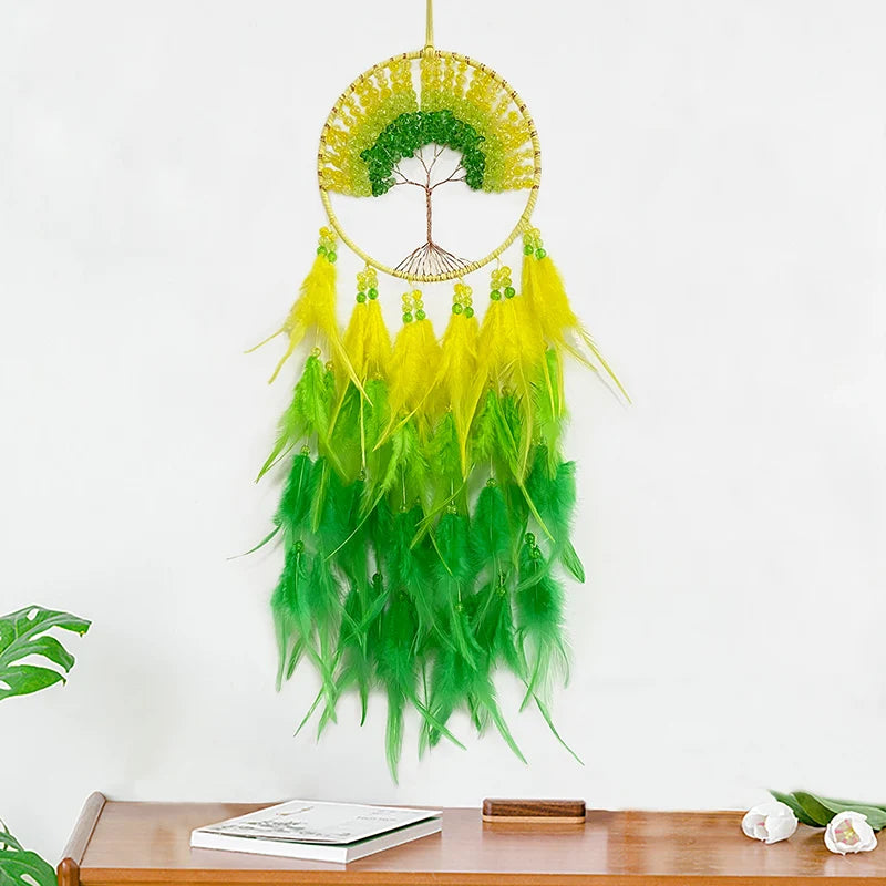 Hemasa  Hand-woven Crystal Wind Chime Hanging  Dream Catcher  For Living Room Bedroom Creative Festival Holiday Gifts Home Decor