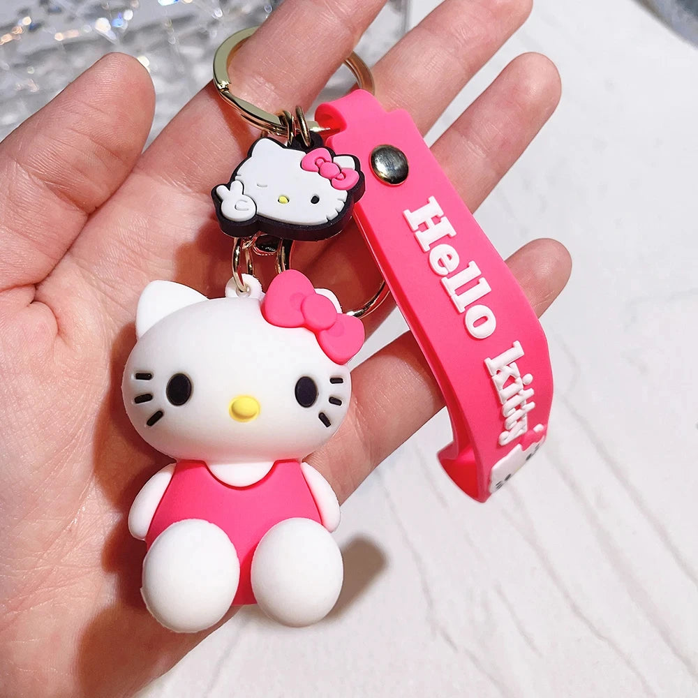 Kawaii Sanrio Hello Kitty Keychain Cartoon Doll Cute Kitty Pvc Key Chain Soft Rubber Car Key Ring Women Bag Pendant Girl Gift