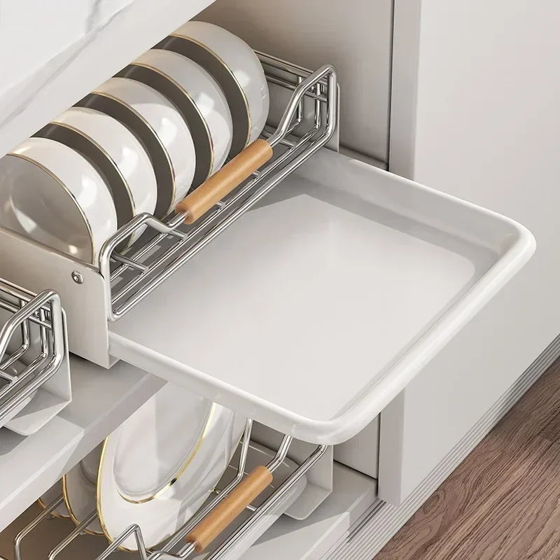 Household Stainless Steel Attached Dish Rack For Kitchen Organizer Storage Shelf Under The Sink Multi-function Drain Accessory