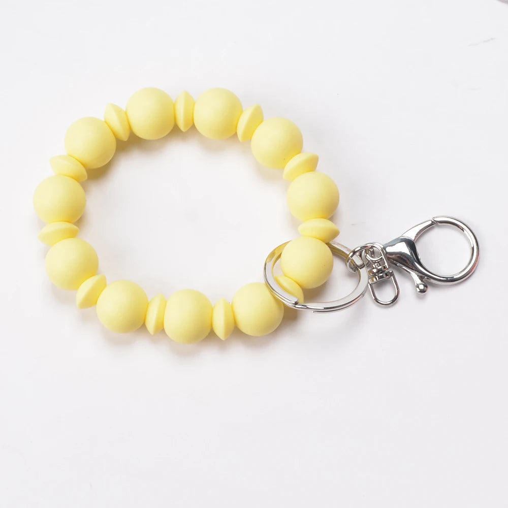1pcs Silicone Beads Keychain Keyring For Women Wristlet Bracelet Pendant Keychain With Jewelry Accessories