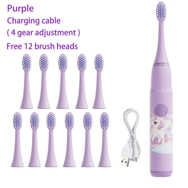 Children Sonic Electric Toothbrush Cartoon Kids With Replace The Toothbrush Head Ultrasonic Electric Toothbrush Sonic Brush Head