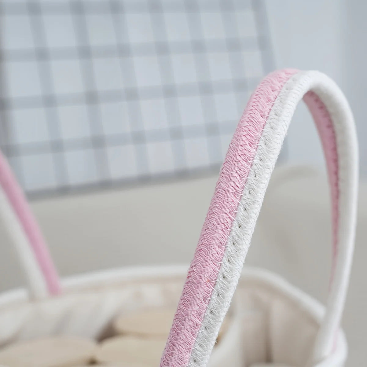 1 Bohemian rope woven storage basket with woven handle, large capacity foldable storage bag