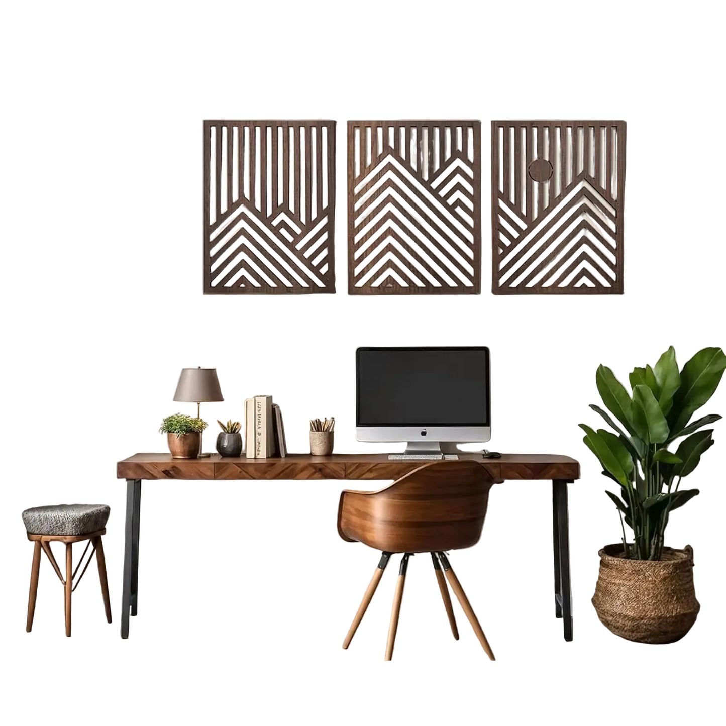 Tejesa 3PCS Retro Wood Art Decor Modern Wood Art Wall Decor,Indoor Wall Hanging Decorations for Living Room, Bedroom, Office