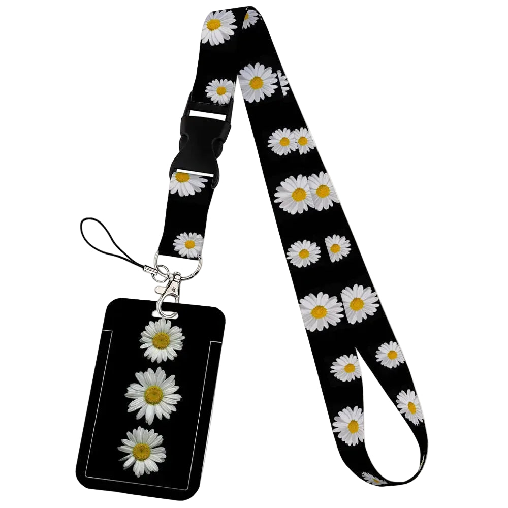 Tejesa  Flower design Lanyard Business Credit Card Holder/ Neck Strap Keychain Hang Rope ID Badge Holder