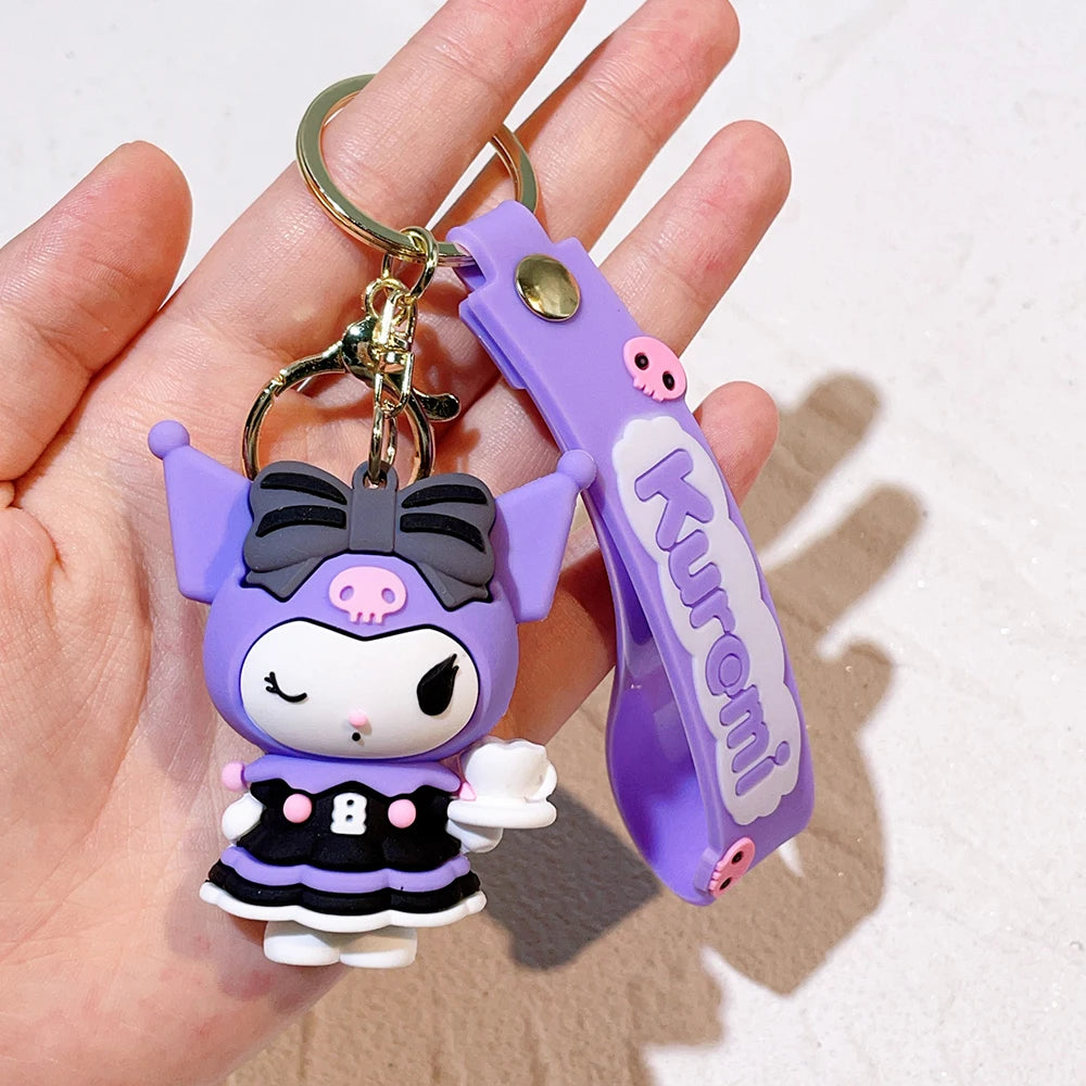 Wholesale Kawaii Sanrio Kuromi Keychain Pvc Doll Key Chain Cartoon Anime Cinnamoroll Bag Pendant Car Keyring Accessories Gift