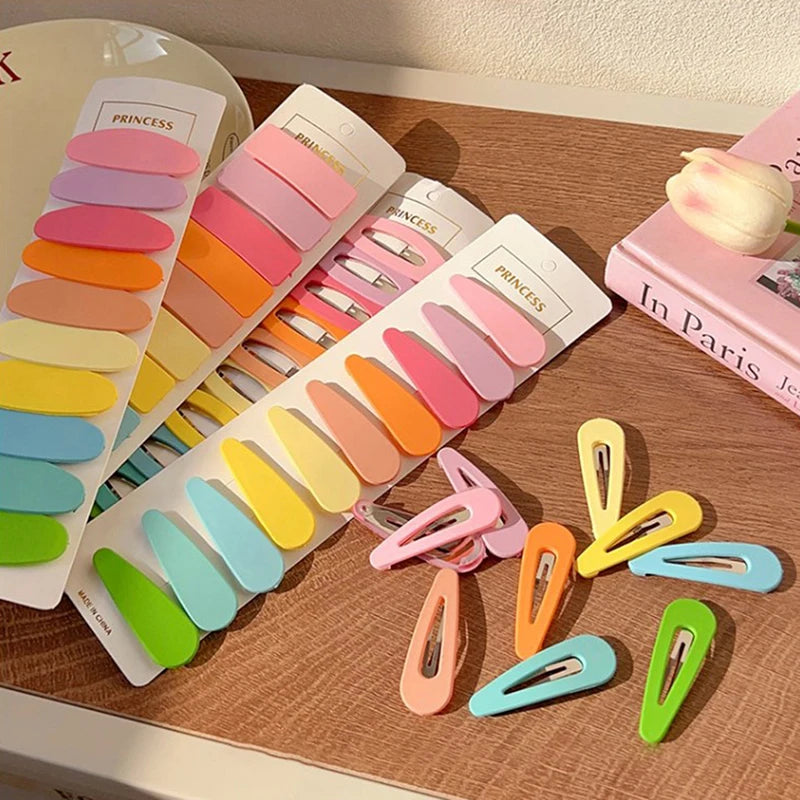 Hemasa 10Pcs/Set Little Girls Snap Hair Clips Candy Color Metal Barrettes BB Hairpin For Children Woman Styling Hair Accessories