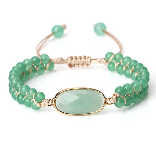 Bohemian Natural Gem Stone Bracelets For Women Handmade Adjustable Natural Stone Beads Charm Pendant Bracelets Quartz Wristband