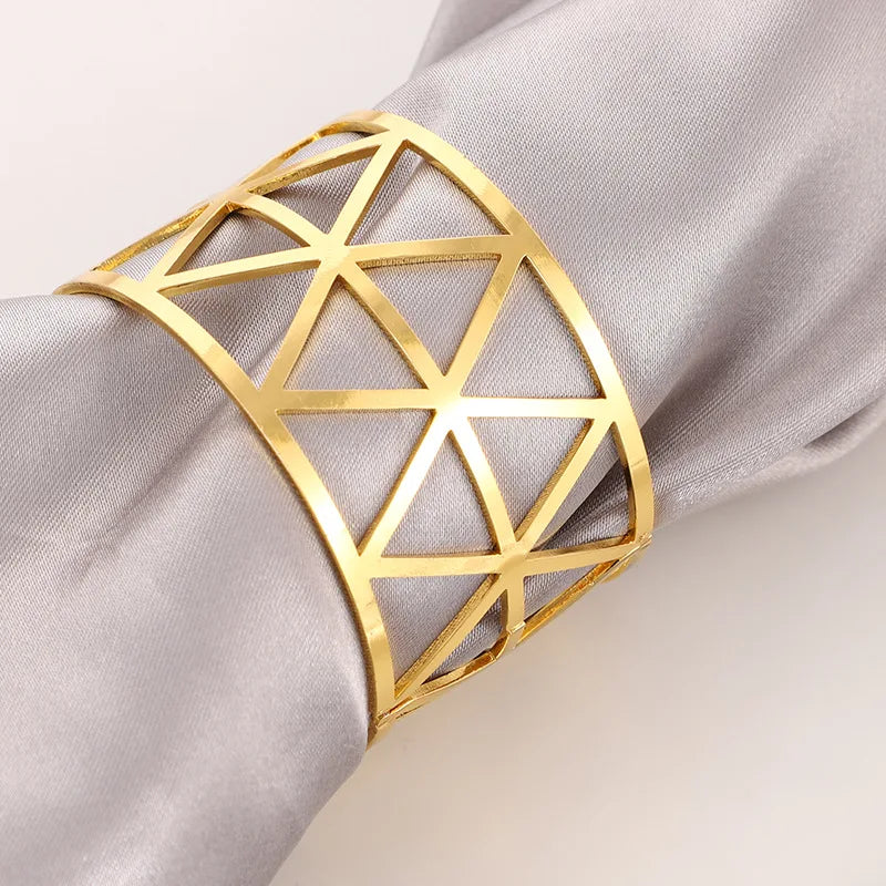 3/6/12Pcs Gold Silver Napkin Ring Hollow Paper Napkin Buckles Napkin Holder Birthday Wedding Christmas Party Decor Dinner Table