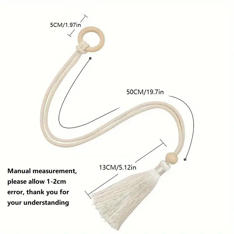 2pcs Log Loop Adjustable Cotton Cord Curtain Tie Fringe Bohemian Chic Curtain Rope Bundle Curtain Bedroom Living Room Home Decor