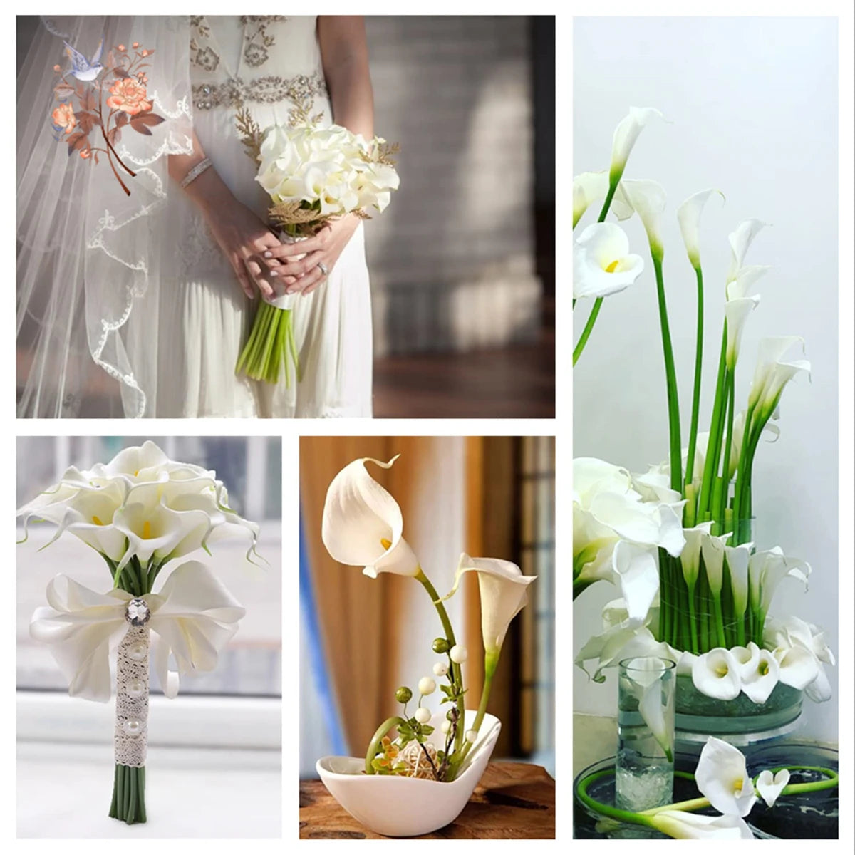 10Pcs Calla Lily Bridal Fake Flowers for Bridal Wedding Bouquet Real Touch Latex Artificial Calla Lilies Flower Home Party Decor