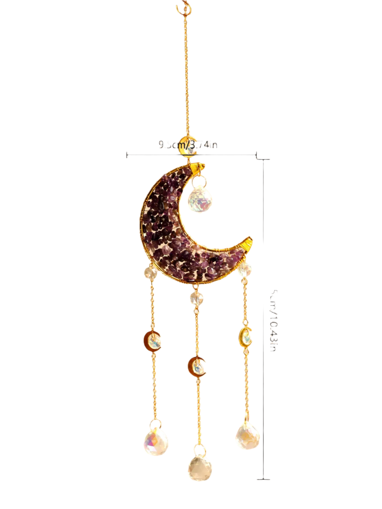 Hemasa Moon Star Crystal Suncatcher Hanging Decoration Rainbow Maker Natural Stone Light Catcher for Window Outdoor Room Ornament Gift