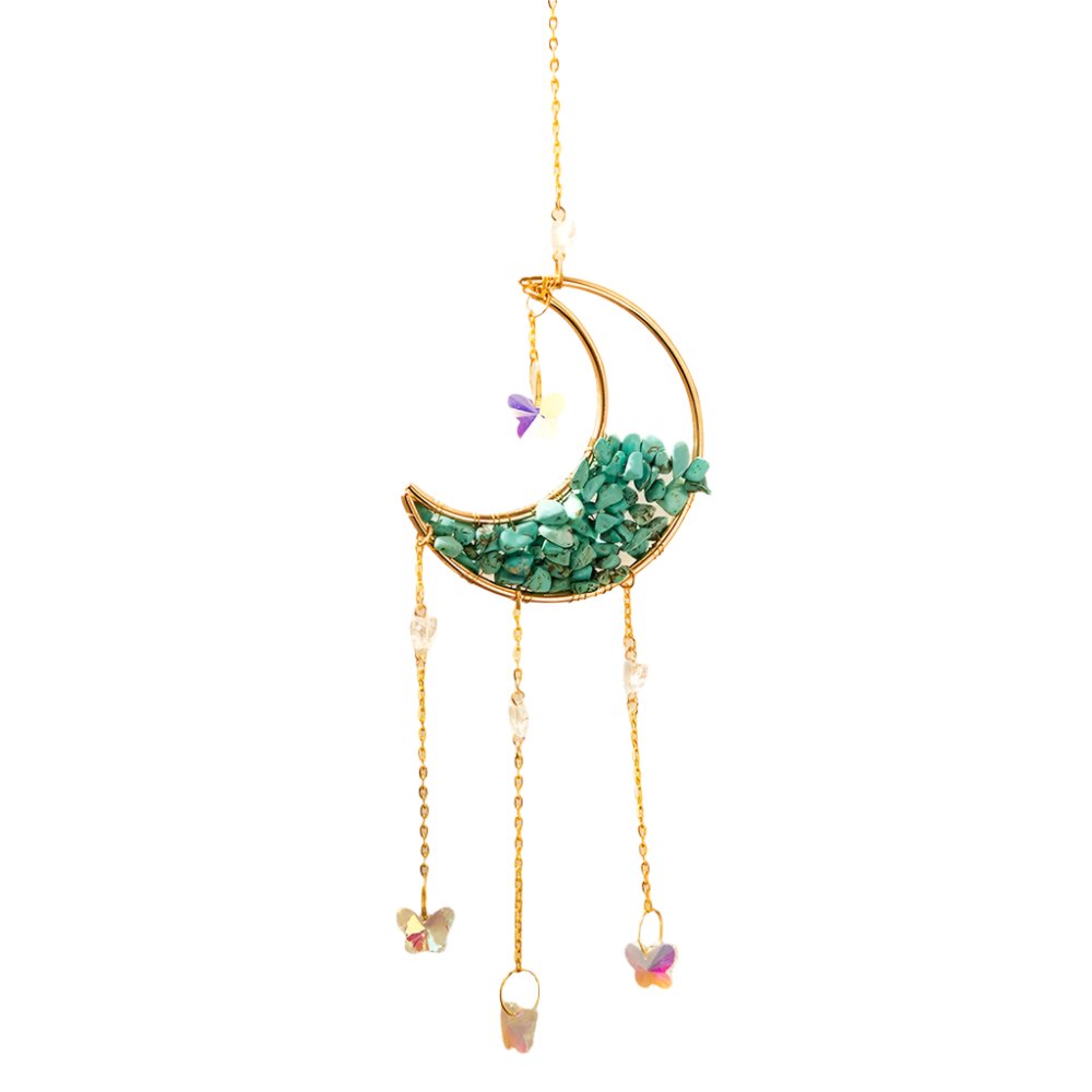 Hemasa Amethyst Suncatcher Moon Crystal Gemstone Windchime Sun Catcher / Rainbow Crystal Window Yard Garden Decoration Outdoor