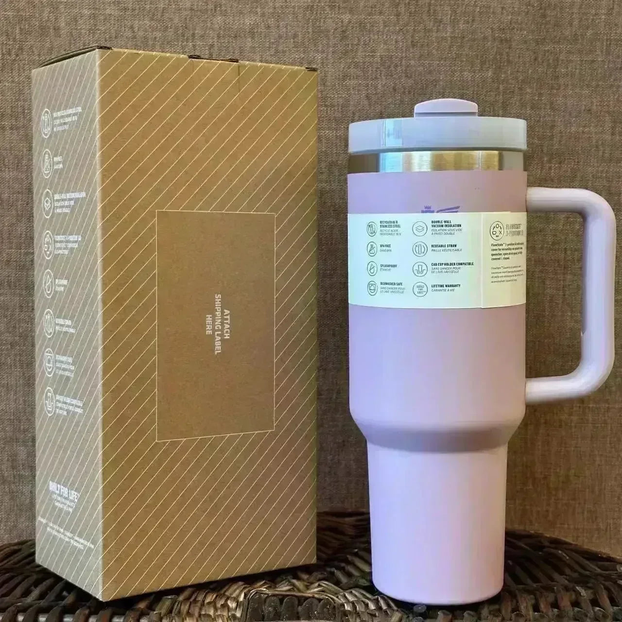 Hemasa 40oz Tumbler FlowState Straw Lid Stainless Steel Vacuum Insulated Car Mug /Double Wall Thermal Iced Travel Cup bottle
