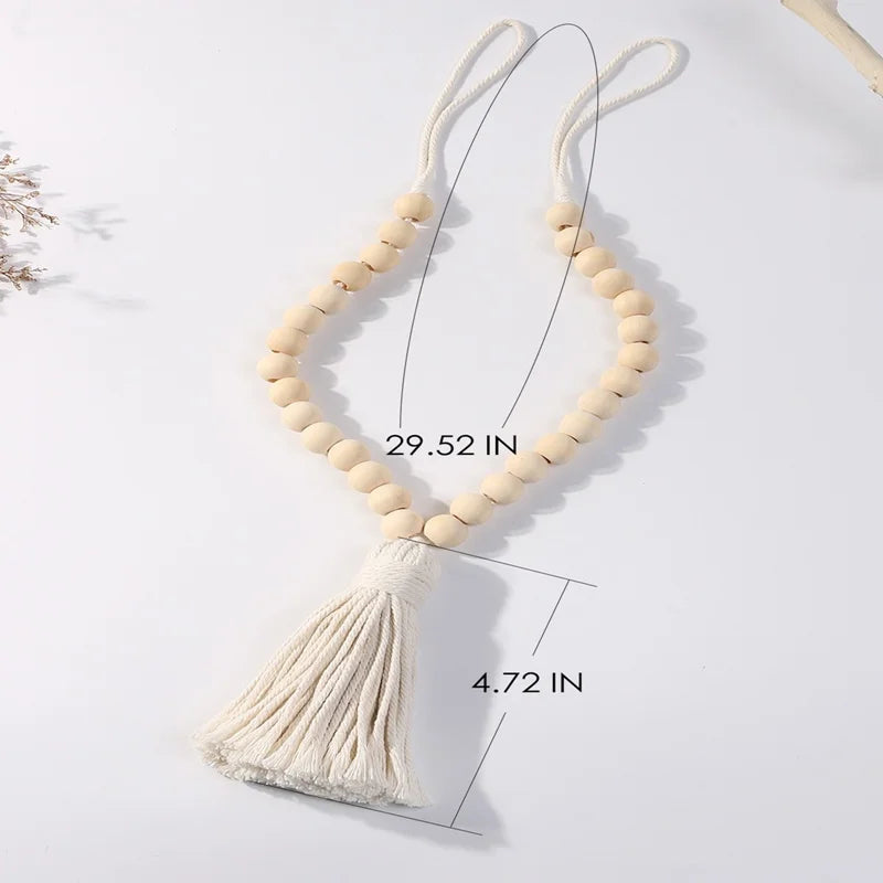 1pc Curtain Buckle Straps Hand-woven Wooden Beads Tassel Fresh Curtain Buckle Home Decoration Curtain Tieback  Room Accessories