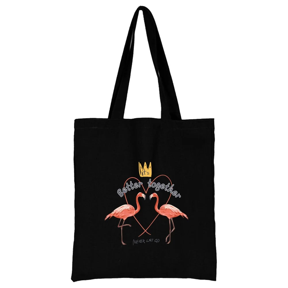 Tejesa Canvas Shopping Bag for Women /Shoulder Bags / Grocery Handbags /flamingo Print  Jute Bag