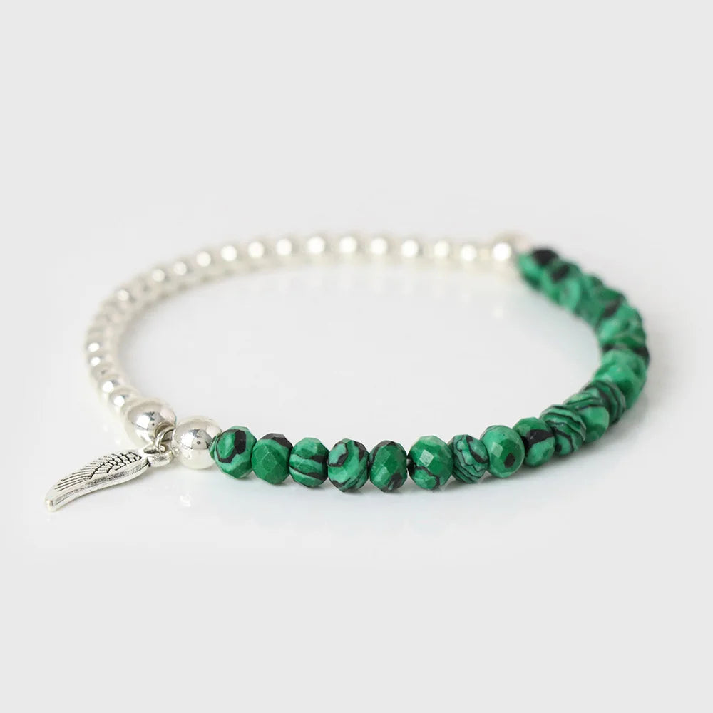 Tejesa  Angel  Faceted Natural Stone Bracelets Labradorite Beads Lucky Bracelet for Men /Women