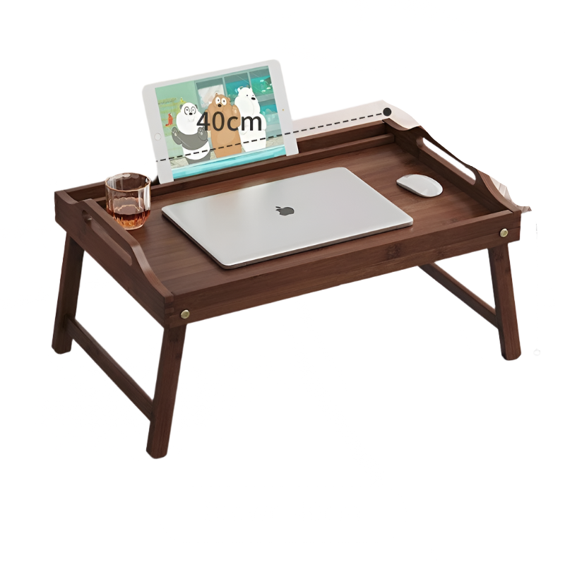 Hemasa  Bamboo Wood Bed Tray Portable Folding Laptop Desk Tea Food Serving Table Folding Leg Laptop Desk On The Bed
