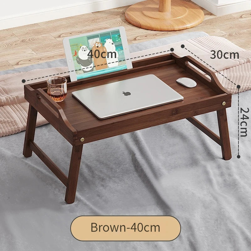 Hemasa  Bamboo Wood Bed Tray Portable Folding Laptop Desk Tea Food Serving Table Folding Leg Laptop Desk On The Bed