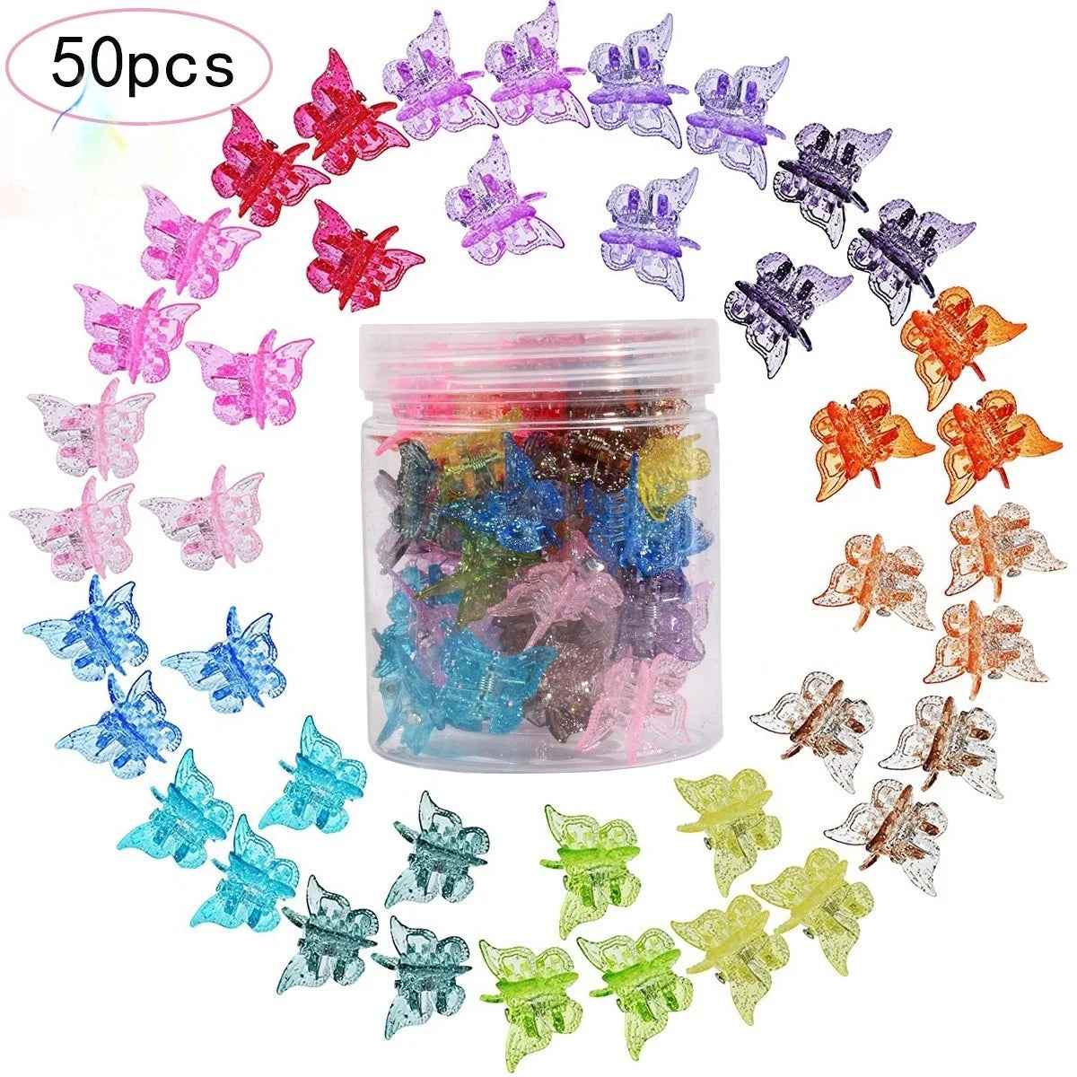 Glitter Mini Butterfly Hair Claw Clips, Sparkly Colorful Hair Accessories for Girls and Women - 90S Y2K Cute, Small, Tiny Clip I