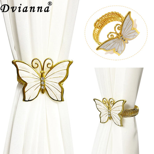 2Pcs Butterfly Curtain Tiebacks Durable Metal Curtain Buckles for Home Bedroom Office Decorative Curtain C03