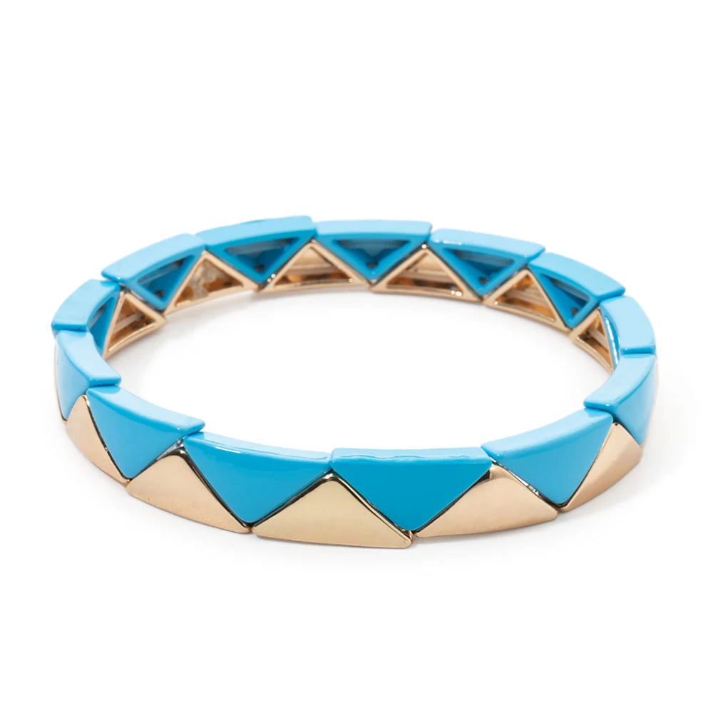 Tejesa 6.5x13mm Colorful  Triangle Enamel Elastic Beads Bracelets For Women/Girls
