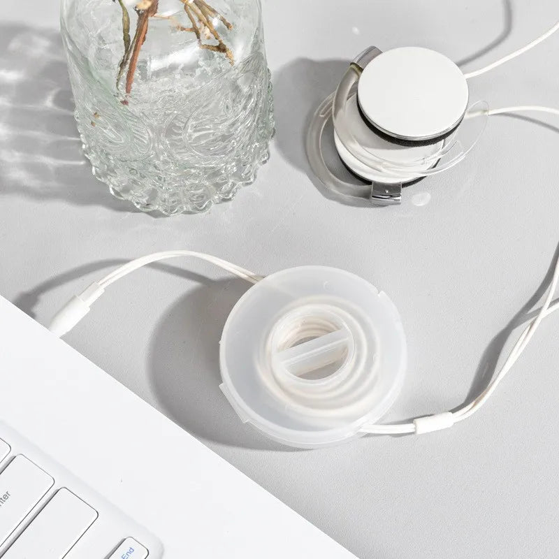 Tejesa 1/2/3pcs Rotatable Transparent Cable Winder Box Portable Round USB Cord Organizer Headphone Charging Line Management Storage Box