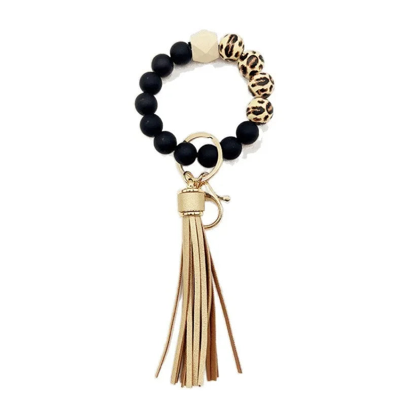 Silicone Tassel Beaded Bag Accessories Cross-Border Keychain Hand Bracelet Jewelry Decoration from Mainland China