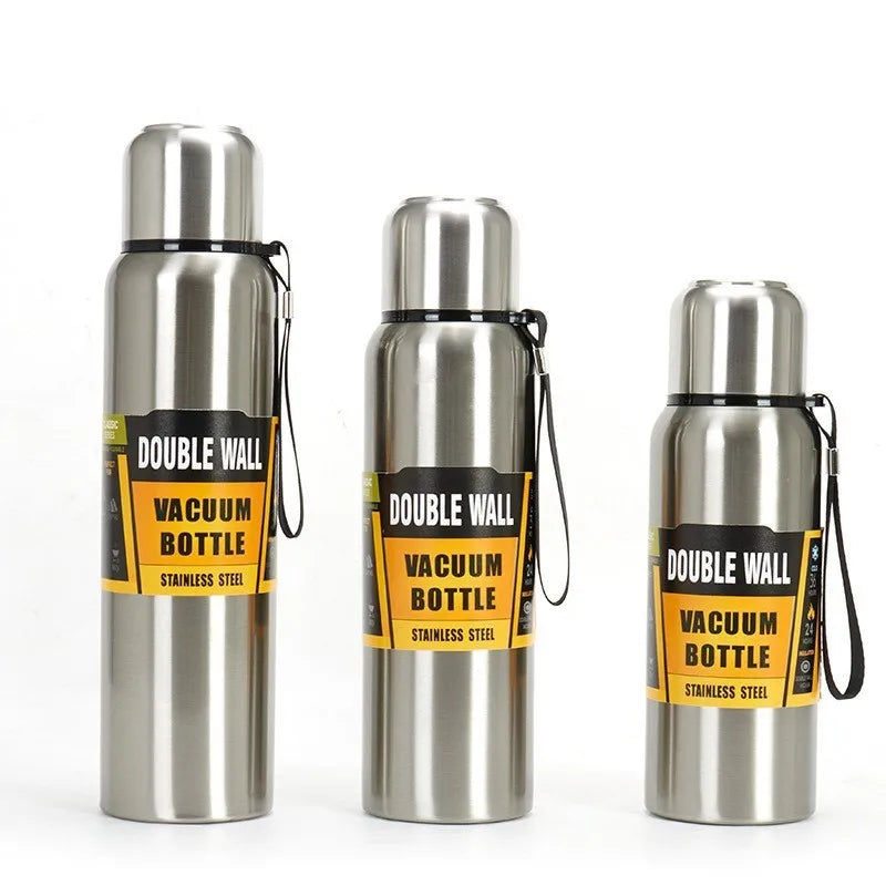 Hemasa 800/1000/1500ml Large Capacity All Steel Stainless Steel Thermos Vacuum Flask Portable Insulated Tumbler with Rope