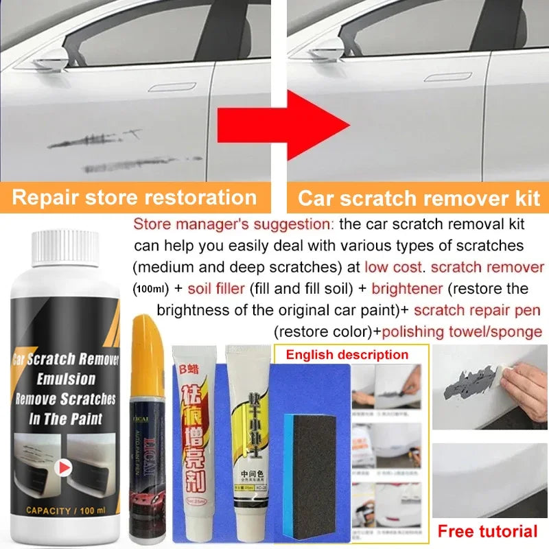Hemasa Car Scratch Remover Paint Care Tools Auto Swirl Remover Scratches Repair Polishing Auto Body Grinding Compound Anti Scratch Wax