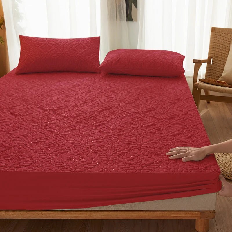 Waterproof Mattress Pad Queen King Mattress Protector Thick Mattress Cover Quilted Fitted Sheet Bed Pad Cover ( No Pillowcase)