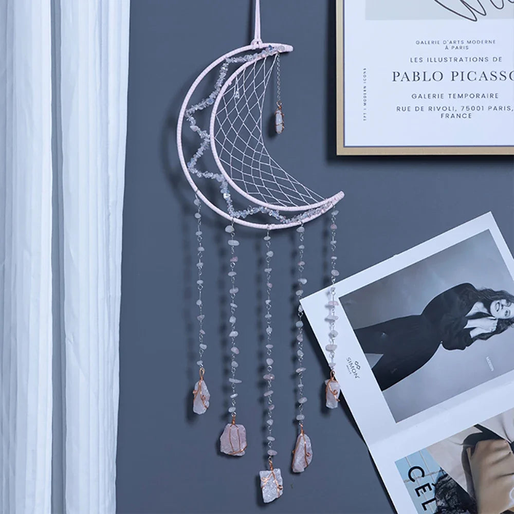 7 Chakra Gemstones Tree Of Life Dream Catchers  Natural Agate Bedroom Wall Hanging Crystal Dream Catcher Home Craft Decorations