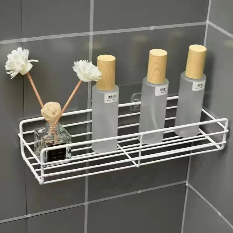Hemasa Bathroom Shelf Wall Mounted Corner Storage Shelves Shampoo Holder Cosmetic Rack Iron Shower Drain Basket Bathroom Organizer