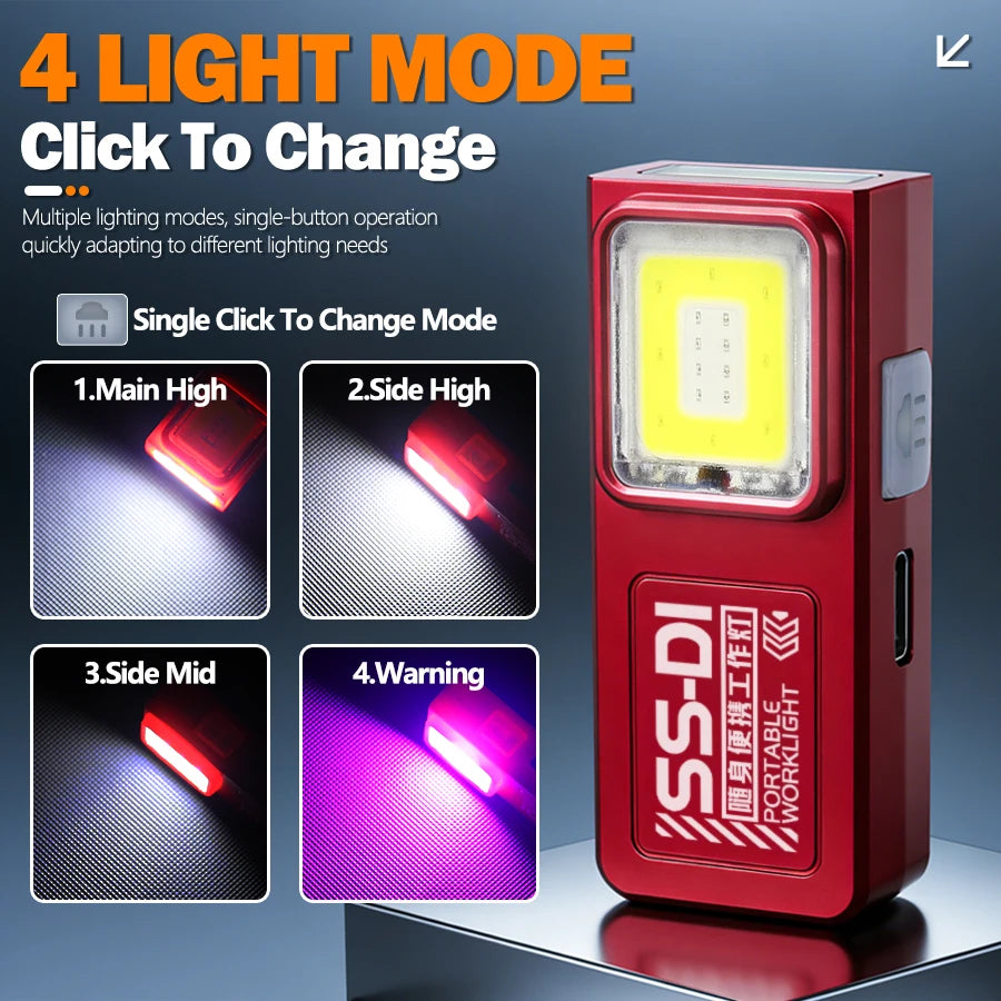 Hemasa LED COB Mini Flashlight USB Rechargeable Mini Torch Portable Working Light With Magnet Outdoor Emergency Hiking Fishing Lantern