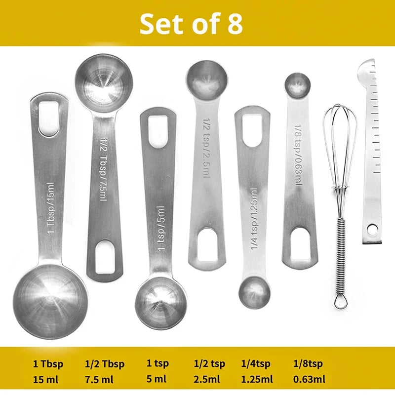 Tejesa 6/9/11Pcs Measuring Spoons Set Stainless Steel Seasoning Coffee Scoop Measuring Spoon With Scale Kitchen Baking Measuring Tools
