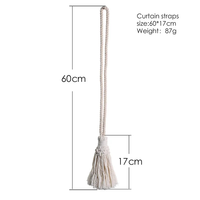 Bohemian Style Hand-woven Curtain Tie Rope With Beadfringe Farmhouse Decorative Pendant Curtain Tassel Strap Room Decor
