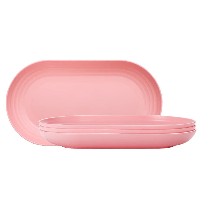 Tejesa 2/4/6pcs The plastic oval plate (reusable) is suitable for the family kitchen of the hotel restaurant to put snacks and desserts