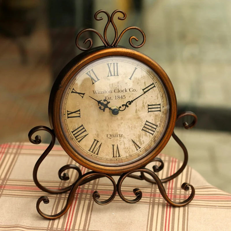 vintage Roman Table Clocks Silent Non Ticking Roman Retro Art Desk Clock for Living Room Bedroom Office